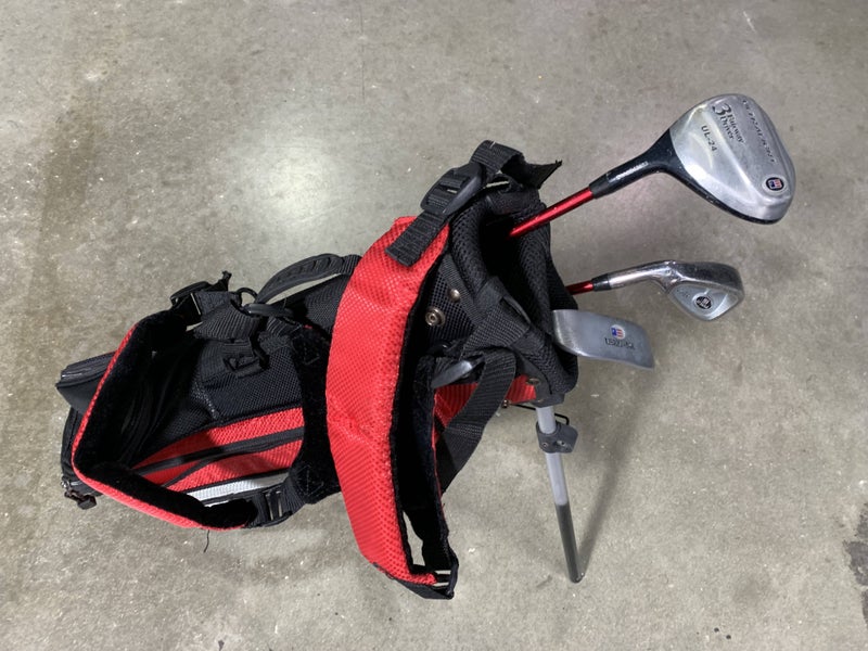 U.S. Kids Golf Ultralight 24 Red 39-27 Club Set 3W 7i Putter Junior LH