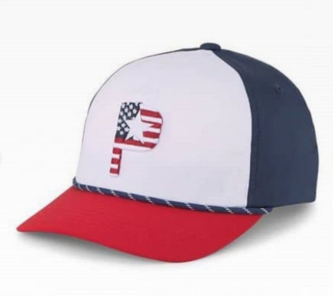NEW Puma Pars & Stripes Rope White Glow/Navy Blazer Snapback Golf Hat/Cap