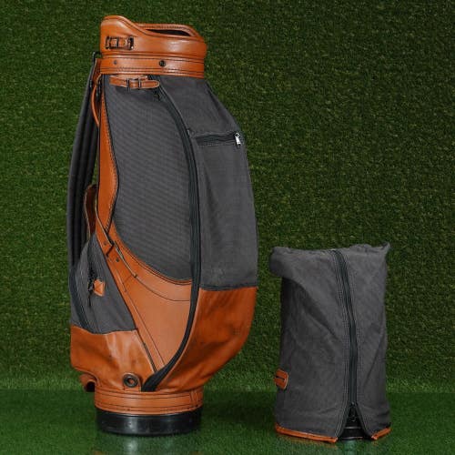TITLEIST CART/STAFF BAG 6 WAY GOLF BAG, BROWN / GRAY ~ VINTAGE!!