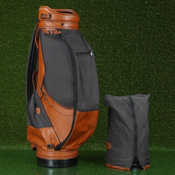 TITLEIST CART/STAFF BAG 6 WAY GOLF BAG, BROWN / GRAY ~ VINTAGE!!
