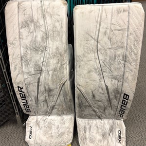 34" + 1" Bauer GSX (Used) White Senior ice hockey goal Goalie Leg Pads SR adult 34 inch