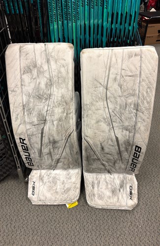 34" + 1" Bauer GSX (Used) White Senior ice hockey goal Goalie Leg Pads SR adult 34 inch