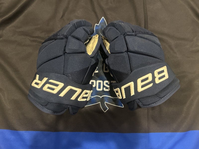 NHL Columbus Blue Jackets Hyperlite Vapor PRO STOCK Ice HOCKEY GLOVES 14"