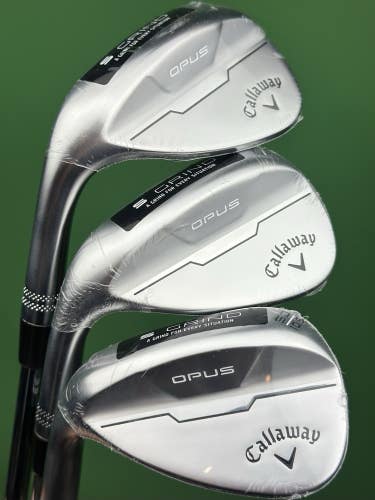 Callaway Opus Chrome Wedge Set LEFT Hand 50-10*, 54-12*, 58-10* Steel LH NEW