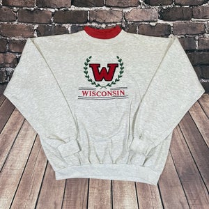 Vintage 90s Willow Bay Wisconsin Badgers Mock Neck Sweatshirt “Carpet Logo” XL