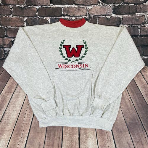 Vintage 90s Willow Bay Wisconsin Badgers Mock Neck Sweatshirt Carpet Logo XL