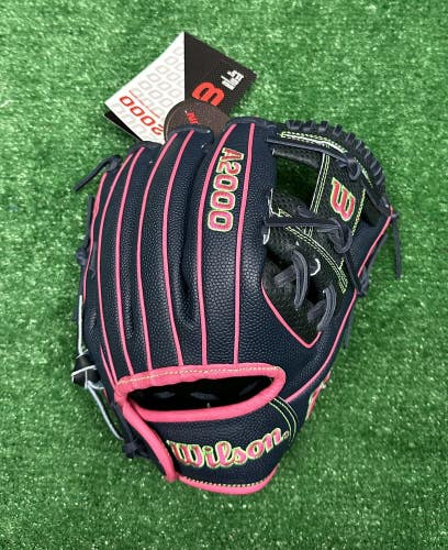 Wilson A2000 DP15 Pedroia Fit 11.5" Infield Baseball Glove SuperSkin Navy Pink