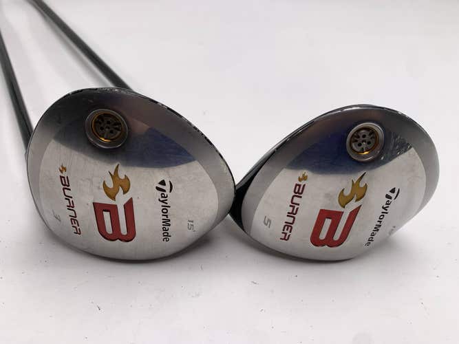 TaylorMade Burner 2008 3 & 5 Fairway Wood Set 15* 18* REAX Stiff Mens RH