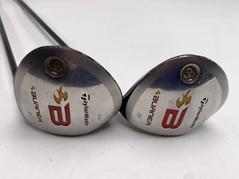 TaylorMade Burner 2008 3 & 5 Fairway Wood Set 15* 18* REAX Stiff Mens RH