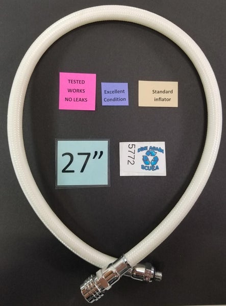 White Braided Standard BCD BC Power Inflator Hose Scuba 27" Scuba Dive Diving