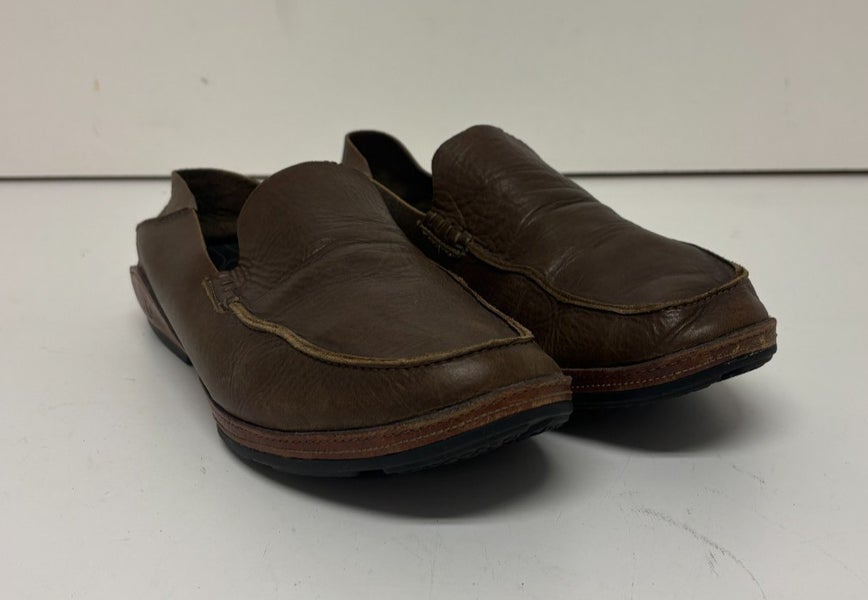 Olukai NI'O Brown Leather Drop Heel Loafers US Men's 11.5 EU 44.5 GREAT