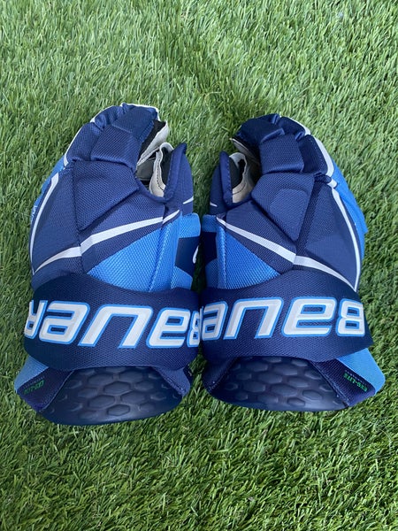 Bauer Vapor Hyperlite Gloves 14" Pro Stock (Used) Navy/ Carolina Blue