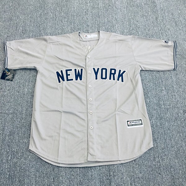 Men's Giancarlo Stanton #27 Yankees Majestic Athletic Away Grey Cool Size XL