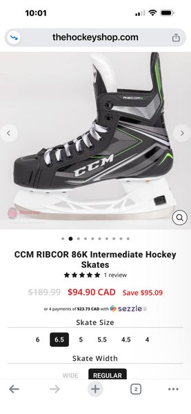 2021 CCM RibCor 86K Hockey Skates Regular Width 7 (New)