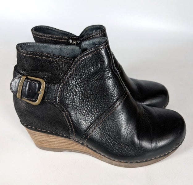 Dansko Shirley Wedge Ankle Boots Women's Size 36 / 5.5-6 Black Leather