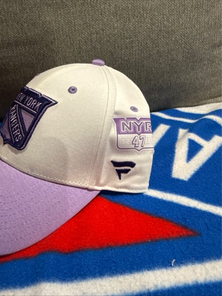 Morgan Barron 47 New York Rangers HFC Fanatics Authentic Pro HAT Player Used Worn