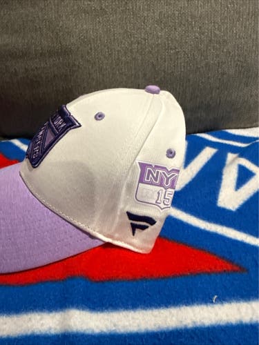 Jake Leschyshyn 15 New York Rangers HFC Fanatics Authentic Pro HAT Player Used Worn