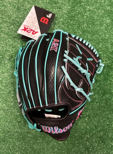 Wilson A2K 12" B2 Pitchers Baseball Glove Right Handed - Black Teal Pink