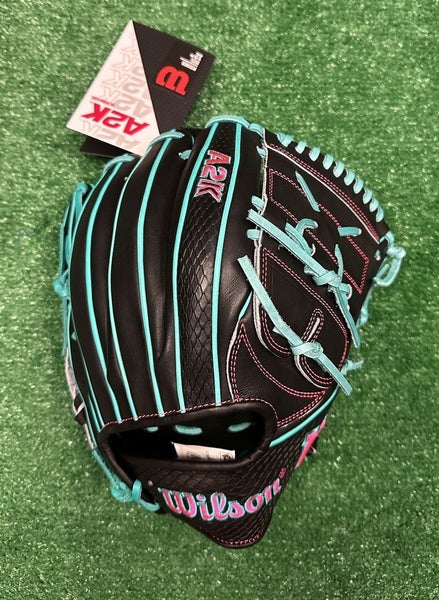 Wilson A2K 12" B2 Pitchers Baseball Glove Right Handed - Black Teal Pink
