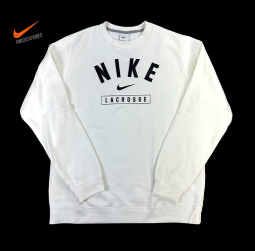 Nike Lacrosse Fleece Crewneck Sweatshirt white men’s size Large (New) NWT