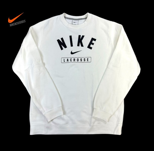 Nike Lacrosse Fleece Crewneck Sweatshirt white men’s size Large (New) NWT