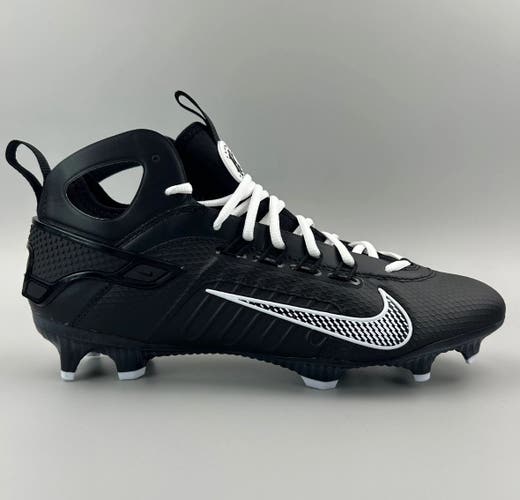 Black Men's Size 13.0 (W 14.0) Adult Nike Mid Top Molded lacrosse Cleats (New)