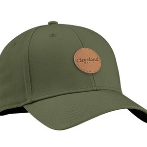 NEW Cleveland Golf Olive Leather Patch Adjustable Golf Hat/Cap