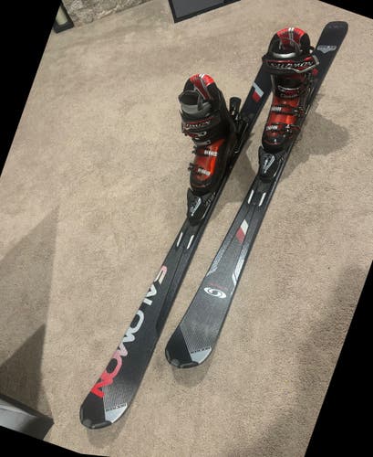 Salomon Enduro RX800 160cm Skis w/ L10 Bindings + Mission RS Boots 26 – Ready to Ride