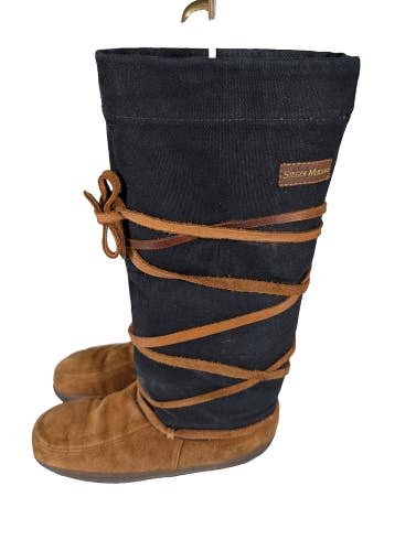 Steger Mukluks Womens 8 Traditional Brown Moosehide Leather Canvas Winter Boots