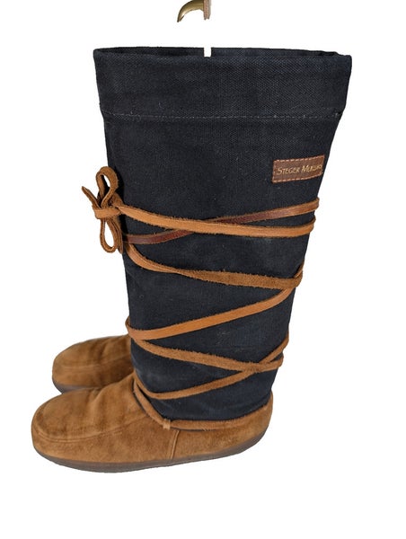 Steger Mukluks Womens 8 Traditional Brown Moosehide Leather Canvas Winter Boots