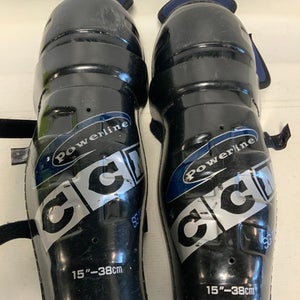 Used CCM POWERLINE Senior Shin Guards Black 15" 11823-S000035733
