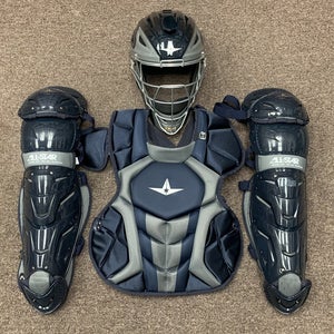 All Star System 7 Axis Intermediate 13-16 Catchers Gear Set - Navy Blue Grey