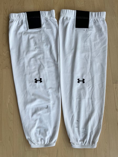 Used White Under Armour Senior Pro Stock Socks Medium