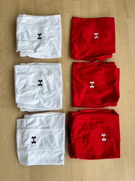 6 Pairs Used Red and White Pro Stock Socks