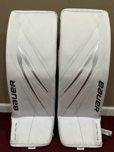 New Pro Stock Bauer Hyperlite 2 Senior Goalie Leg Pads - 35"+1, All White (READ DESCRIPTION)