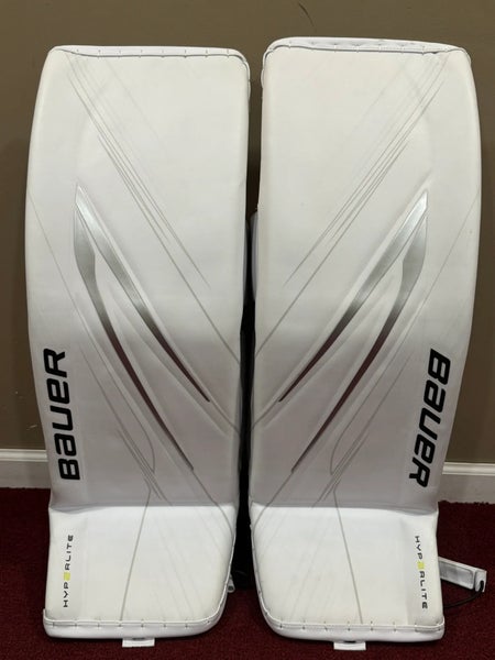 New Pro Stock Bauer Hyperlite 2 Senior Goalie Leg Pads - 35"+1, All White (READ DESCRIPTION)