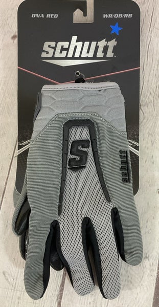 SCHUTT Men's DNA RED WR/QB/RB Football Synthetic Gloves Grey Black XL