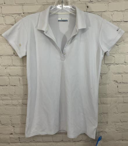 Columbia Sportswear Adult's 100% Polyester Collared Polo Golf Shirt White Small