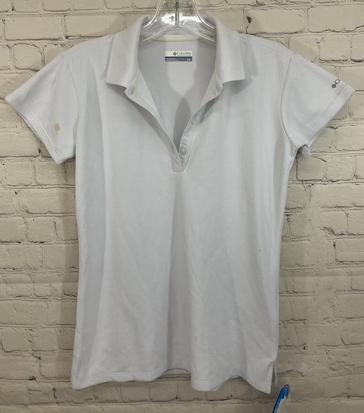 Columbia Sportswear Adult's 100% Polyester Collared Polo Golf Shirt White Small