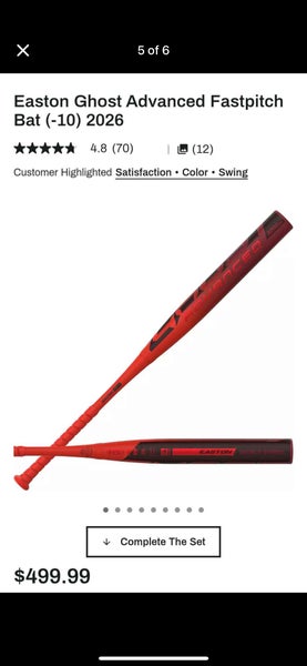 2026 Easton Ghost Advanced Composite Bat (-10) 22 oz 32" (New)