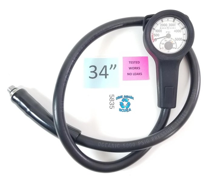 Aqua Lung 2" Compact 5000 PSI SPG Submersible Pressure Gauge Scuba Dive + Boot