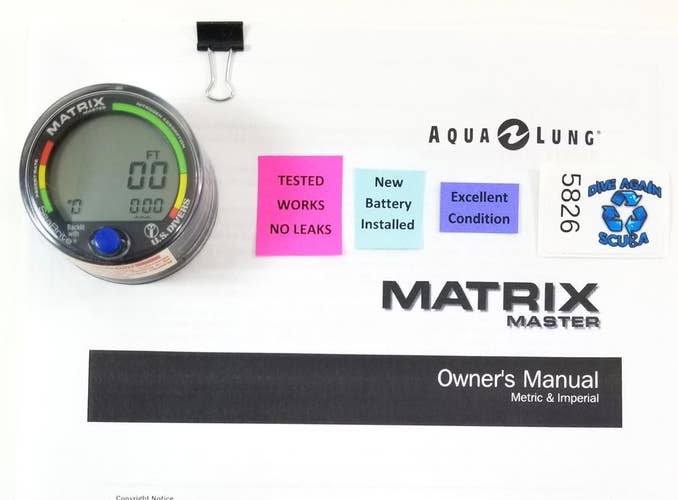 Aqua Lung Matrix Master Scuba Dive Diving Computer Puck Module NICE (US Divers)