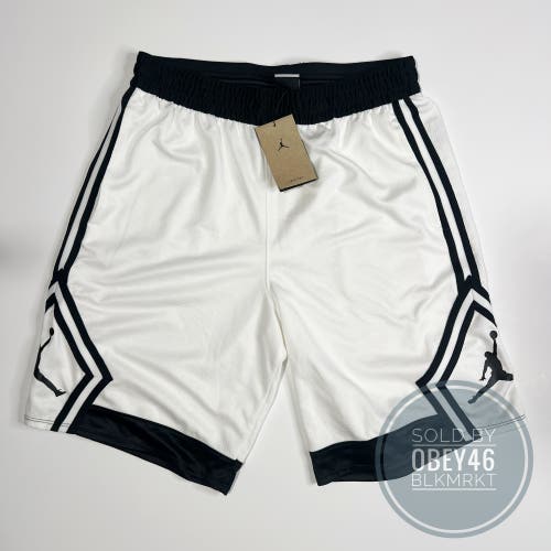 Nike Air Jordan Dri-Fit Diamond Mesh Basketball Shorts White Black L