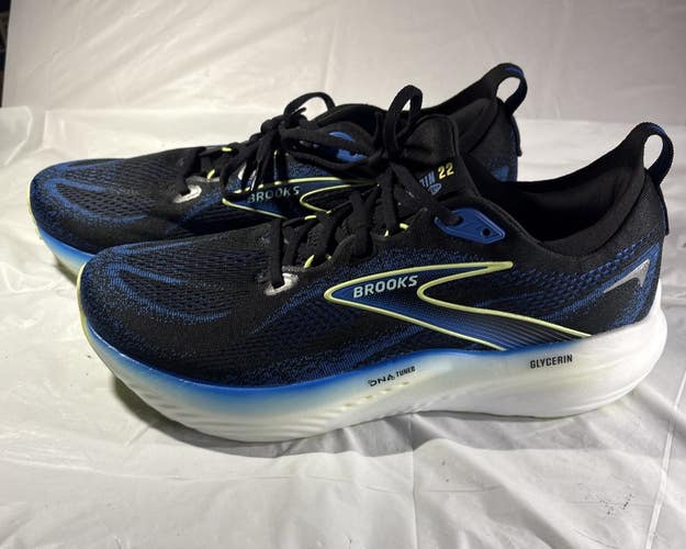 Men's Brooks Glycerin 22, Black/Cobalt/Neo Yellow, 12 D US