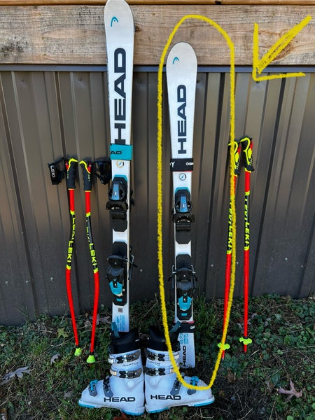 Kid's 2025 Racing 125 cm HEAD World Cup Rebels e.SL Skis With Bindings (Used)