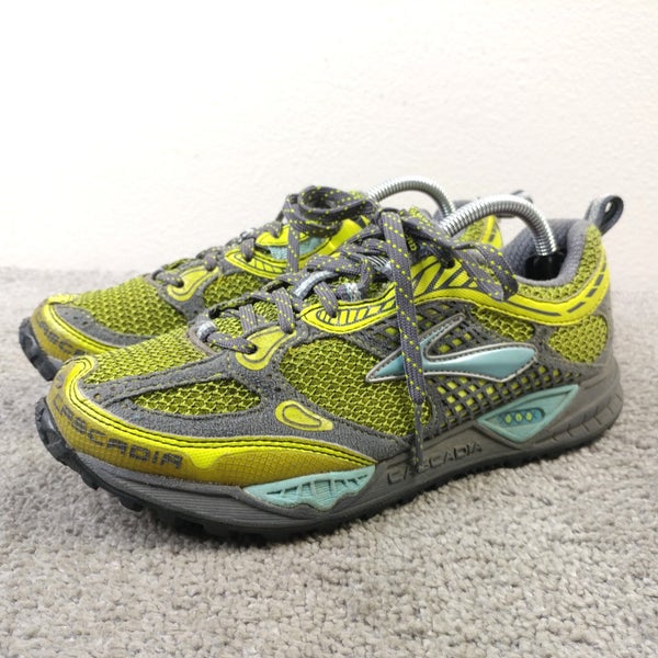 Brooks Cascadia 6 Womens Size 7.5 Trail Running Shoes Yellow Gray Low Top