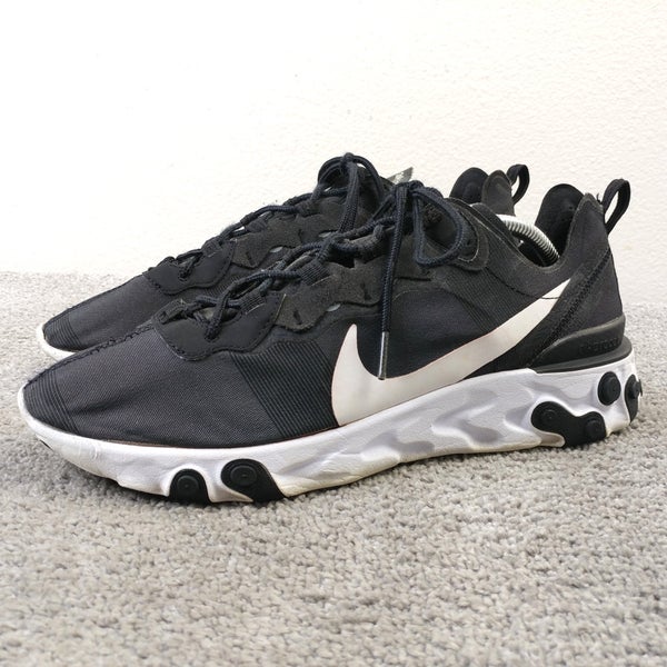 Nike React Element 55 Mens Size 11 Running Shoes Triple Black Athletic Low Top