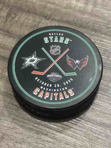 Dallas Stars vs Washington Capitals NHL Match Up Hockey Puck October 28, 2025