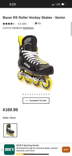 Bauer RS Inline Skates Regular Width Size 12 (Used)