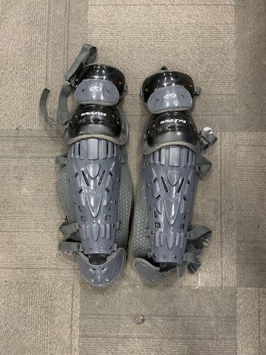 Used Rawlings ADULT SHINGUARDS Catchers Leg Guards Grey Adult 11614-S000224851
